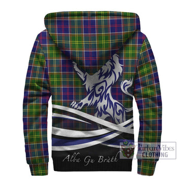 Dalrymple Tartan Sherpa Hoodie with Alba Gu Brath Regal Lion Emblem - Tartan Vibes Clothing