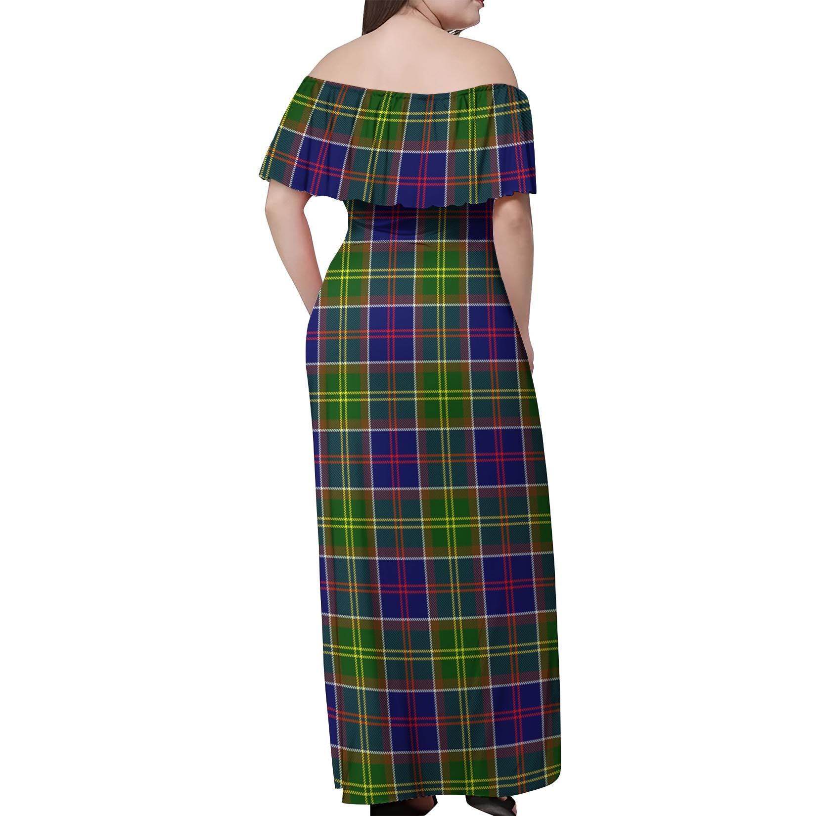 Dalrymple Tartan Off Shoulder Long Dress - Tartan Vibes Clothing