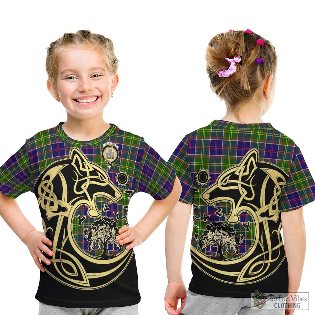 Dalrymple Tartan Kid T-Shirt with Family Crest Celtic Wolf Style - Tartan Vibes Clothing