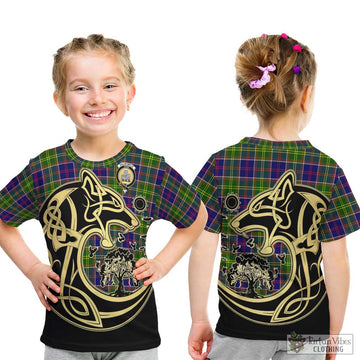 Dalrymple Tartan Kid T-Shirt with Family Crest Celtic Wolf Style - Tartan Vibes Clothing