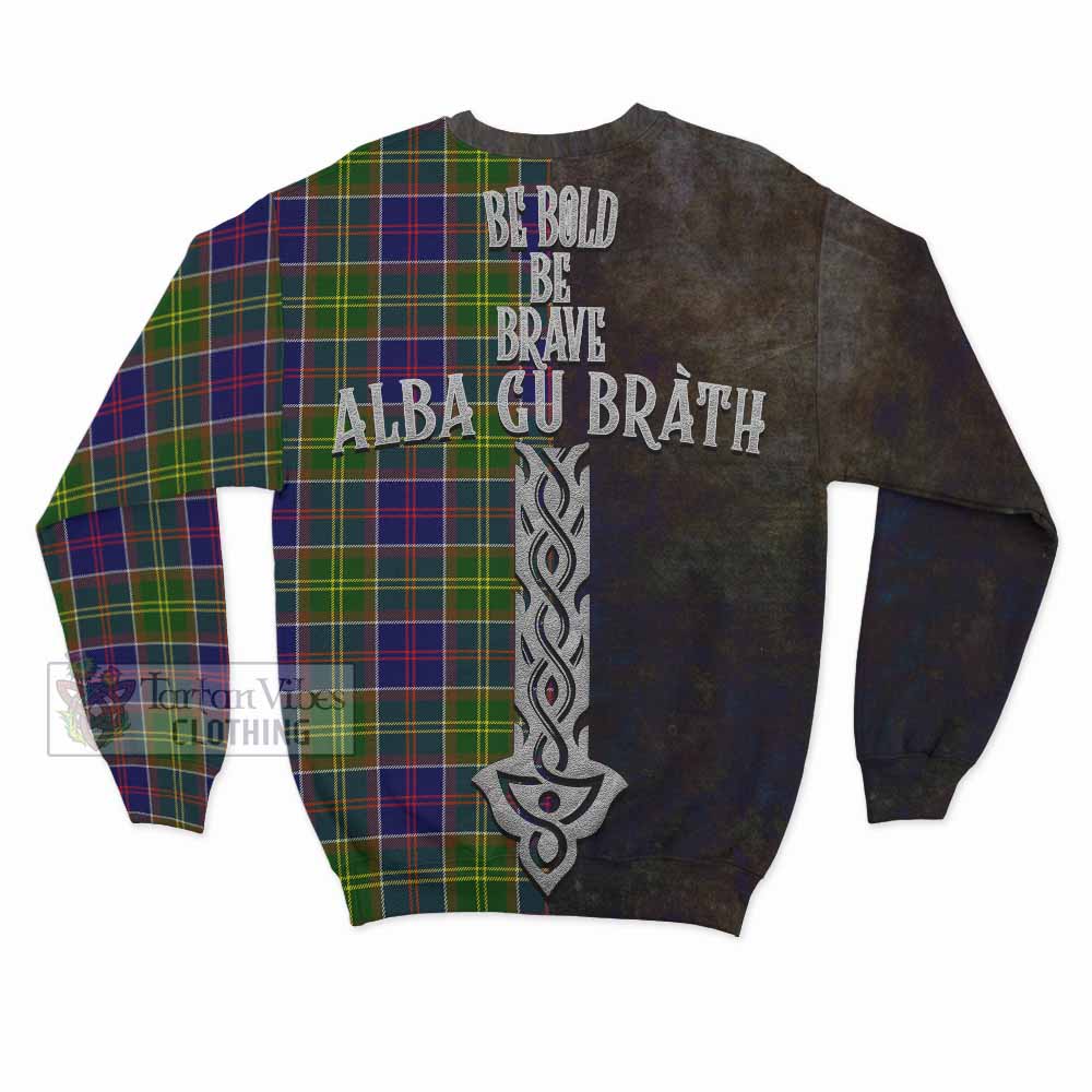 Dalrymple Tartan Family Crest Sweatshirt Alba Gu Brath Be Brave Lion Ancient Style - Tartan Vibes Clothing