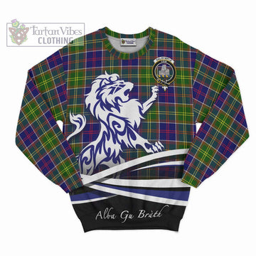 Dalrymple Tartan Sweatshirt with Alba Gu Brath Regal Lion Emblem - Tartan Vibes Clothing