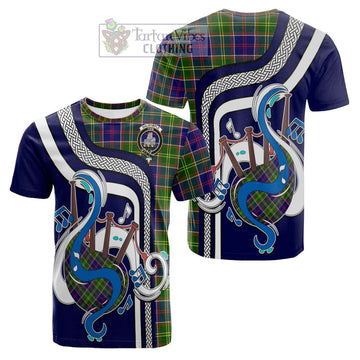 Dalrymple Tartan Cotton T-shirt with Epic Bagpipe Style