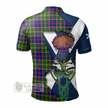 Tartan Vibes Clothing Dalrymple Tartan Family Crest Polo Shirt Scottish Thistle Celtic Inspired