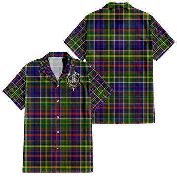 Dalrymple Tartan Short Sleeve Button Down Shirt with Family Crest