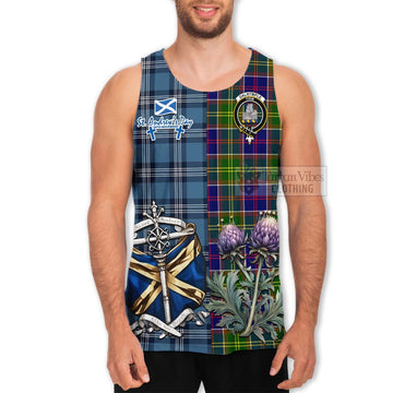 Dalrymple Tartan Men's Tank Top Happy St. Andrew's Day Half Tartan Style - Tartan Vibes Clothing