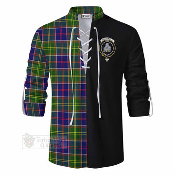 Dalrymple Tartan Ghillie Kilt Shirt with Family Crest and Half Of Me Style - Tartan Vibes Clothing