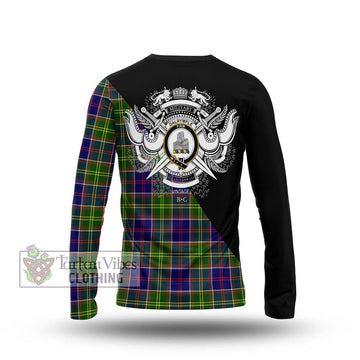 Dalrymple Tartan Long Sleeve T-Shirt with Family Crest and Military Logo Style - Tartan Vibes Clothing
