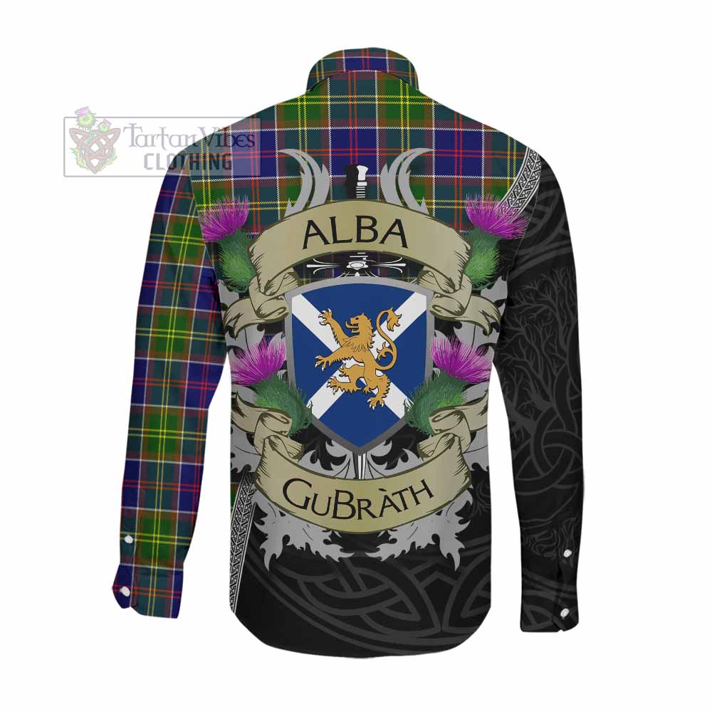 Tartan Vibes Clothing Dalrymple Tartan Family Crest Long Sleeve Button Shirt Lion Rampant Royal Thistle Shield Celtic Inspired