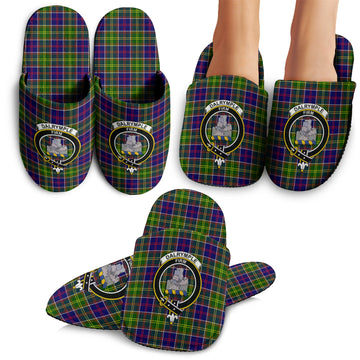 Dalrymple Tartan Home Slippers with Family Crest