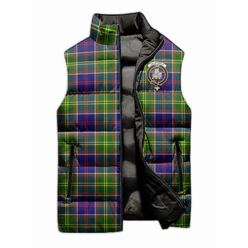 Dalrymple Tartan Sleeveless Puffer Jacket with Family Crest - Tartan Vibes Clothing