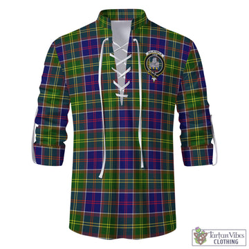Dalrymple Tartan Men's Scottish Traditional Jacobite Ghillie Kilt Shirt with Family Crest - Tartan Vibes Clothing