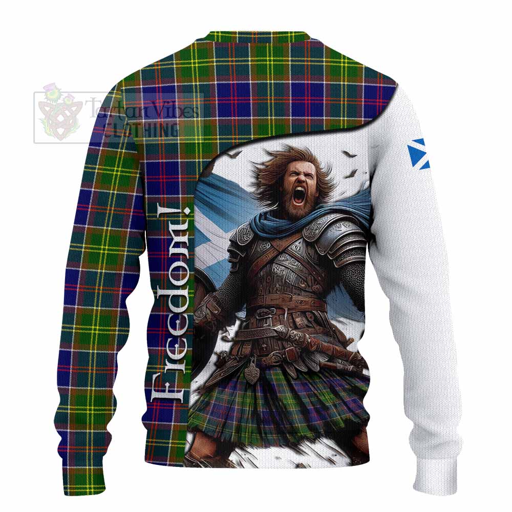 Tartan Vibes Clothing Dalrymple Crest Tartan Knitted Sweater Inspired by the Freedom of Scottish Warrior