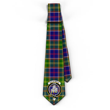 Dalrymple Tartan Classic Necktie with Family Crest