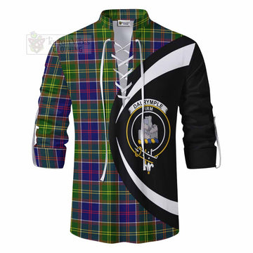 Dalrymple Tartan Ghillie Kilt Shirt with Family Crest Circle Style - Tartan Vibes Clothing
