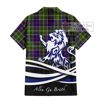Dalrymple Tartan Hawaiian Shirt with Alba Gu Brath Regal Lion Emblem - Tartan Vibes Clothing