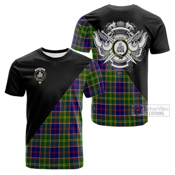 Dalrymple Tartan Cotton T-shirt with Family Crest and Military Logo Style