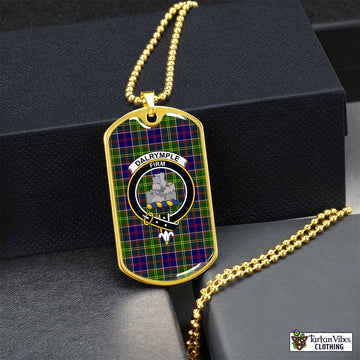 Tartan Vibes Clothing Dalrymple Tartan Dog Tag Necklace with Family Crest