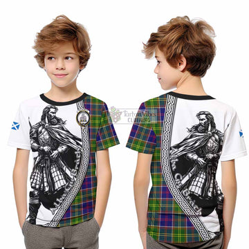 Dalrymple Tartan Clan Crest Kid T-Shirt with Highlander Warrior Celtic Style - Tartan Vibes Clothing