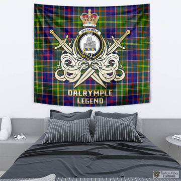 Dalrymple Tartan Tapestry with Clan Crest and the Golden Sword of Courageous Legacy - Tartan Vibes Clothing