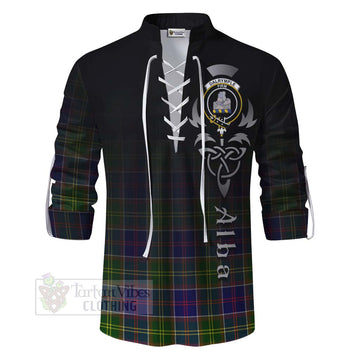 Dalrymple Tartan Ghillie Kilt Shirt Featuring Alba Gu Brath Family Crest Celtic Inspired - Tartan Vibes Clothing