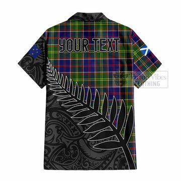 Dalrymple Crest Tartan Hawaiian Shirt with New Zealand Silver Fern Half Style