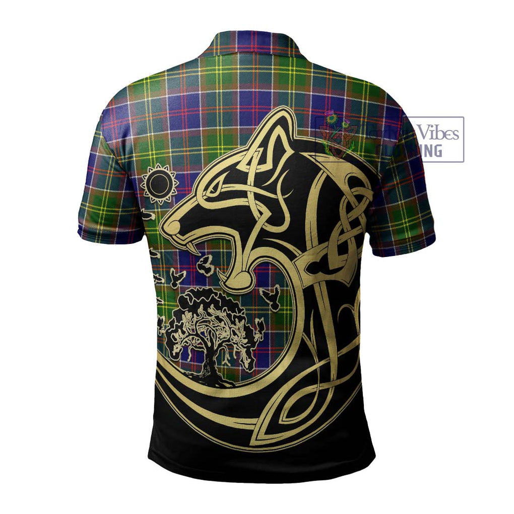 Dalrymple Tartan Polo Shirt with Family Crest Celtic Wolf Style - Tartan Vibes Clothing