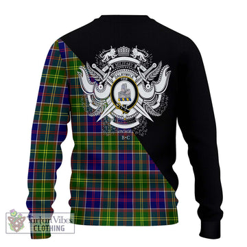 Dalrymple Tartan Ugly Sweater with Family Crest and Military Logo Style - Tartan Vibes Clothing