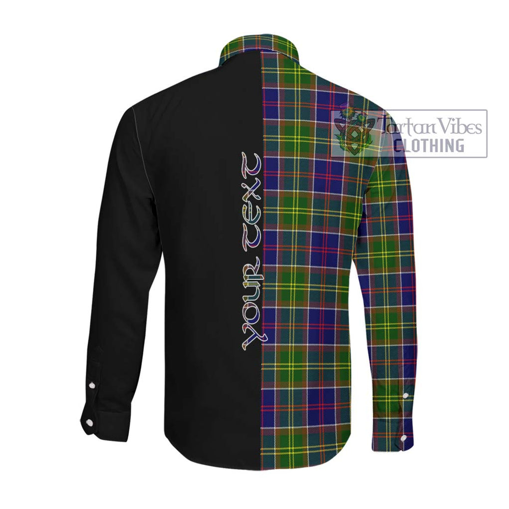 Dalrymple Tartan Long Sleeve Button Shirt with Family Crest and Half Of Me Style Men's Shirt - Tartanvibesclothing Shop