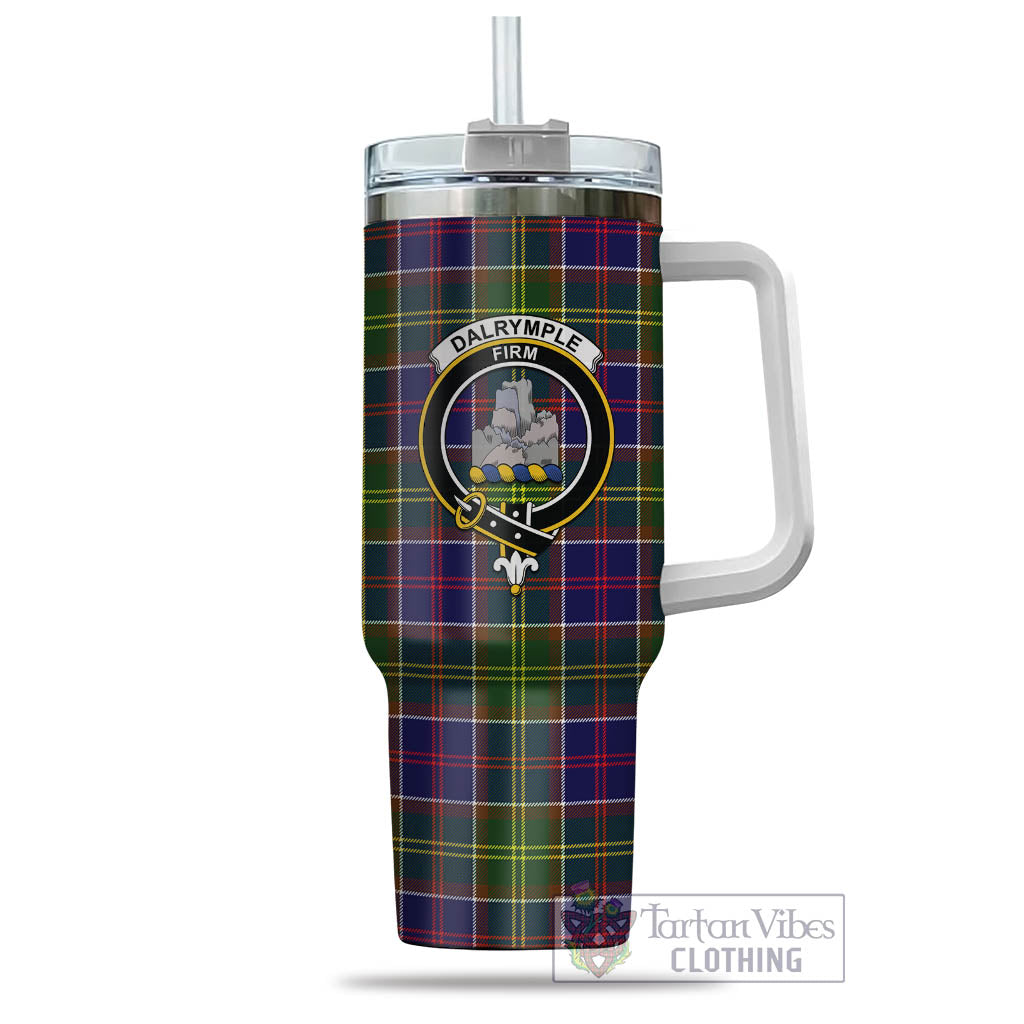 Dalrymple Tartan Tumbler with Handle with Family Crest - Tartan Vibes Clothing