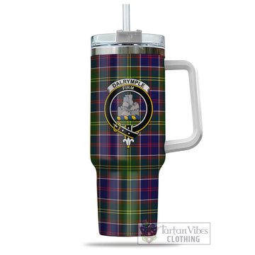 Dalrymple Tartan Tumbler with Handle with Family Crest - Tartan Vibes Clothing