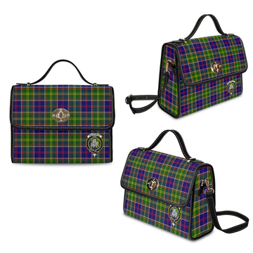 dalrymple-tartan-leather-strap-waterproof-canvas-bag-with-family-crest