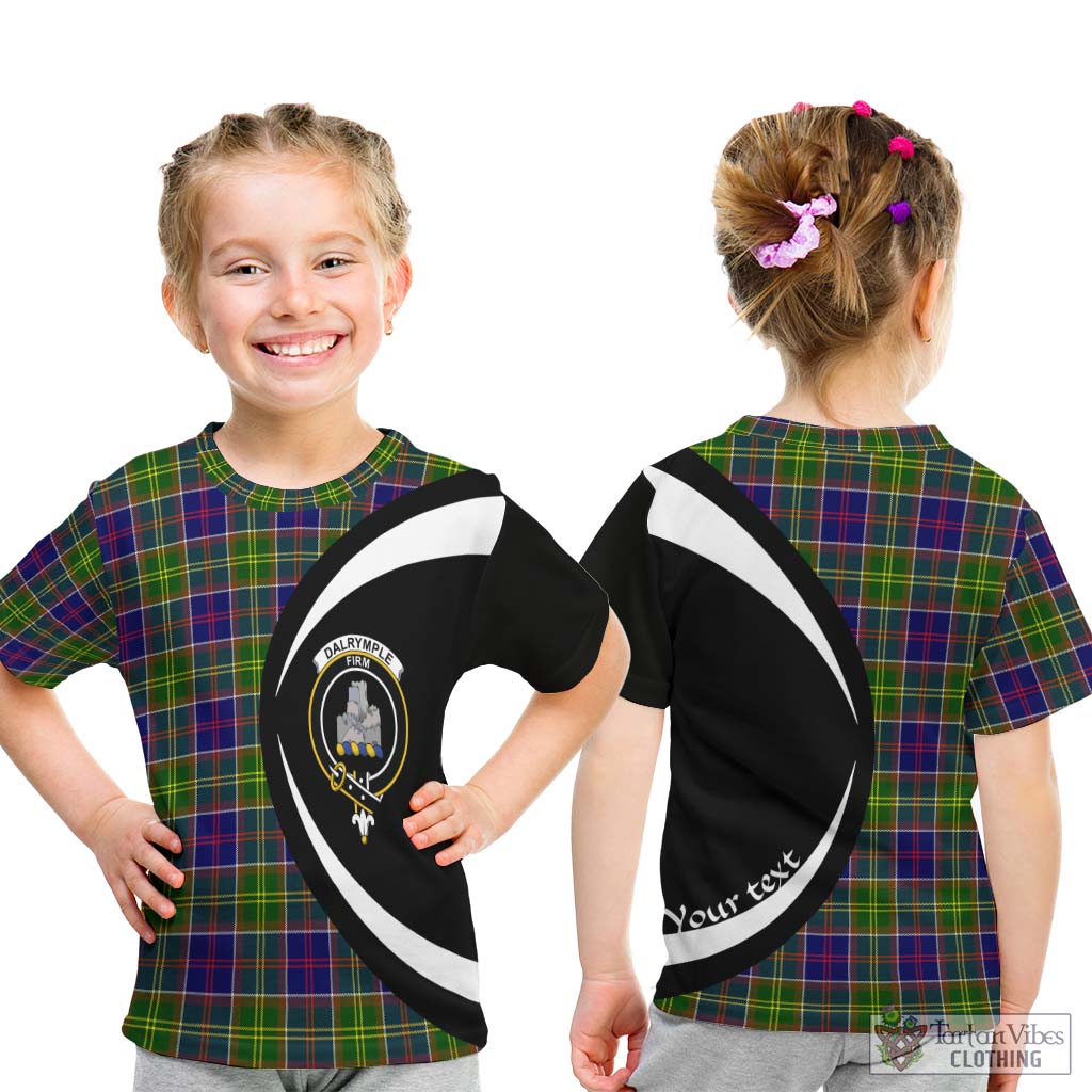 Dalrymple Tartan Kid T-Shirt with Family Crest Circle Style - Tartan Vibes Clothing