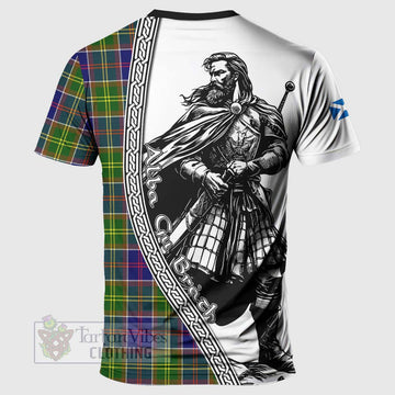 Dalrymple Tartan Clan Crest T-Shirt with Highlander Warrior Celtic Style - Tartan Vibes Clothing