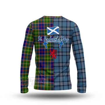 Dalrymple Tartan Long Sleeve T-Shirt Happy St. Andrew's Day Half Tartan Style - Tartan Vibes Clothing