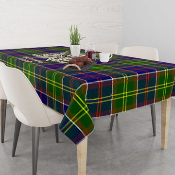 Dalrymple Tartan Tablecloth with Clan Crest and the Golden Sword of Courageous Legacy