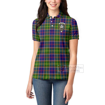 Dalrymple Tartan Women's Polo Shirt with Family Crest Celtic Skull Style - Tartan Vibes Clothing