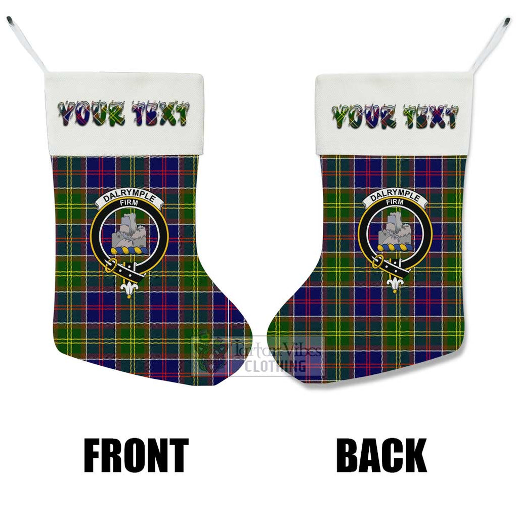 Dalrymple Tartan Family Crest Christmas Stocking with Personalized Text - Tartan Vibes Clothing