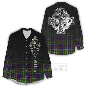 Dalrymple Tartan Women's Casual Shirt Featuring Alba Gu Brath Family Crest Celtic Inspired - Tartan Vibes Clothing
