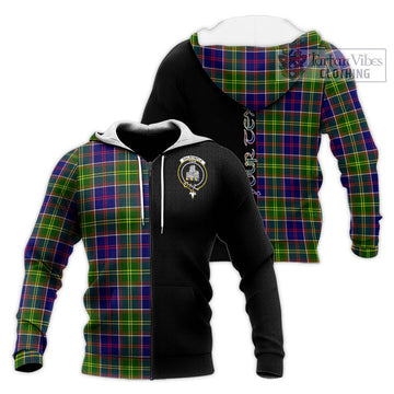 Dalrymple Tartan Knitted Hoodie with Family Crest and Half Of Me Style Unisex Knitted Zip Hoodie - Tartan Vibes Clothing