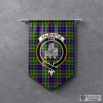 Dalrymple Tartan Gonfalon, Tartan Banner with Family Crest - Tartan Vibes Clothing
