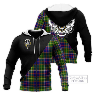 Dalrymple Tartan Knitted Hoodie with Family Crest and Military Logo Style Unisex Knitted Zip Hoodie - Tartan Vibes Clothing