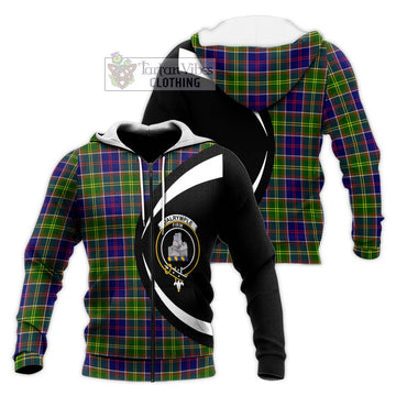 Dalrymple Tartan Knitted Hoodie with Family Crest Circle Style Unisex Knitted Zip Hoodie - Tartan Vibes Clothing