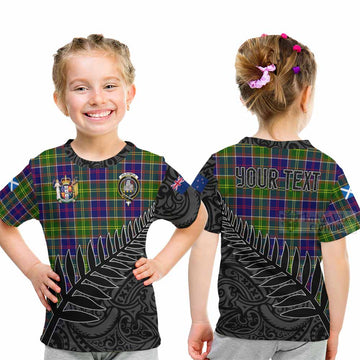 Dalrymple Crest Tartan Kid T-Shirt with New Zealand Silver Fern Half Style