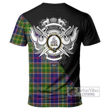 Dalrymple Tartan T-Shirt with Family Crest and Military Logo Style - Tartan Vibes Clothing
