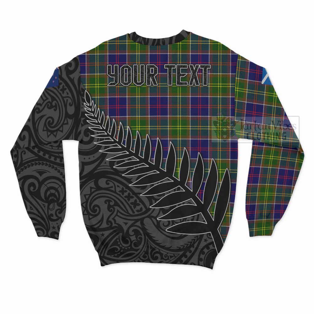 Tartan Vibes Clothing Dalrymple Crest Tartan Sweatshirt with New Zealand Silver Fern Half Style