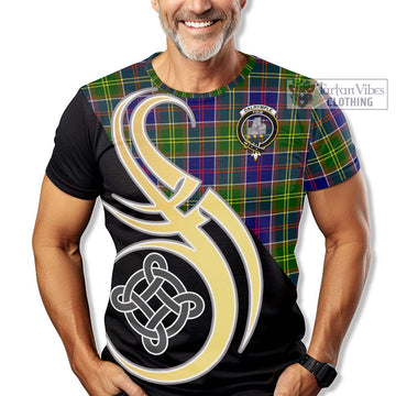 Dalrymple Tartan T-Shirt with Family Crest and Celtic Symbol Style - Tartan Vibes Clothing