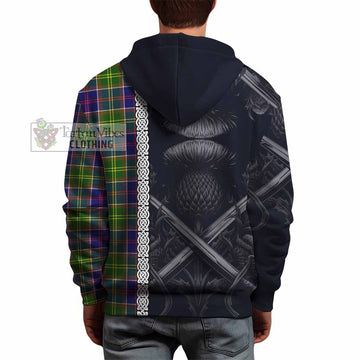 Dalrymple Tartan Hoodie with Family Crest Cross Sword Thistle Celtic Vibes - Tartan Vibes Clothing