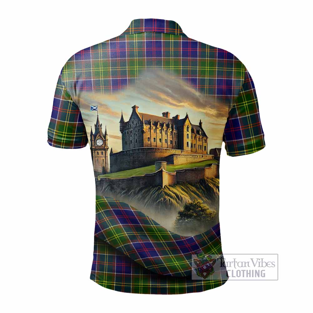 Tartan Vibes Clothing Dalrymple Tartan Family Crest Polo Shirt with Scottish Ancient Castle Stype