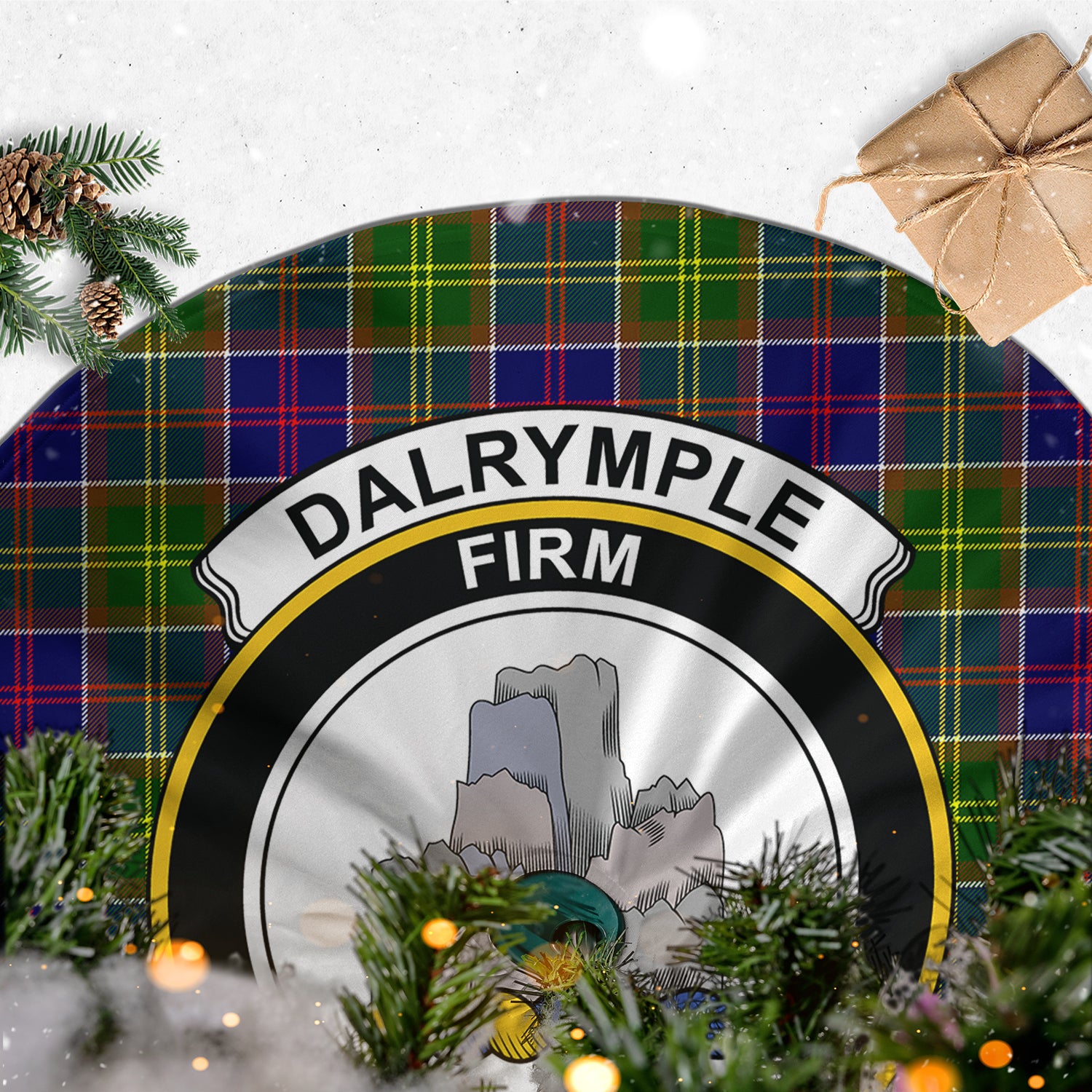Dalrymple Tartan Christmas Tree Skirt with Family Crest - Tartan Vibes Clothing